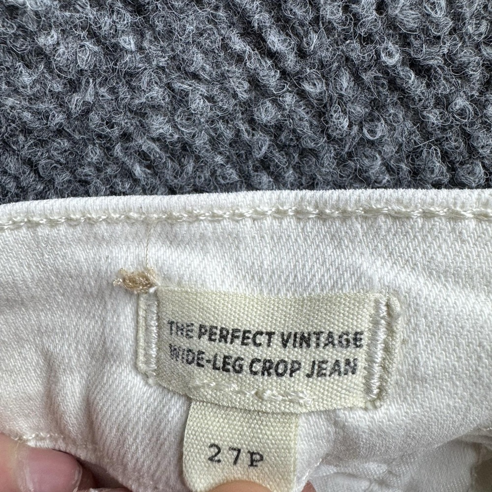 Madewell Perfect Vintage Wide-Leg Crop Jeans Womens 27P White Raw Hem Denim - Picture 5 of 11